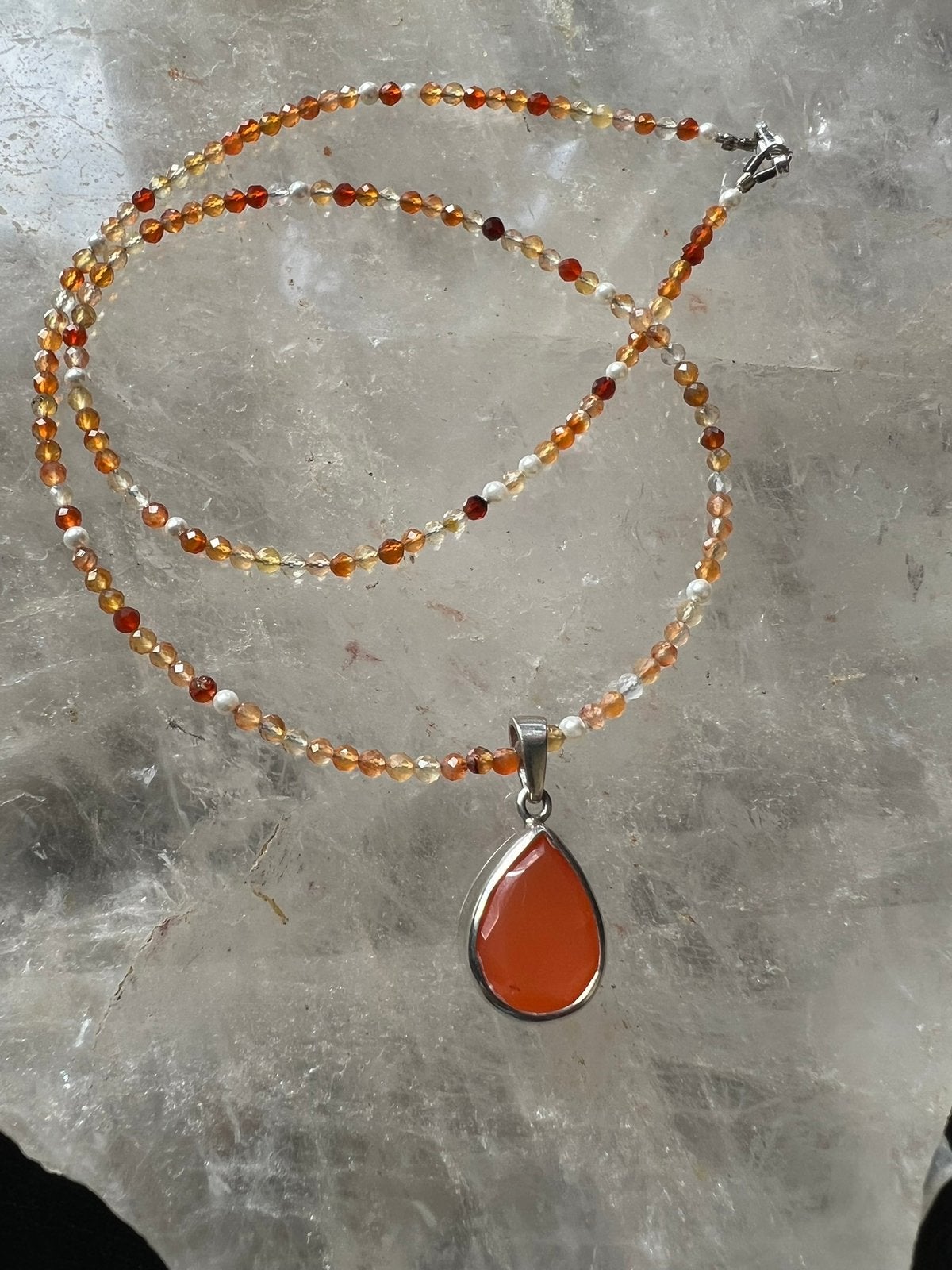 Carneool ketting & hanger zilver power steun stress magie, Sieraden, Tassen en Uiterlijk, Kettingen, Magnolia11, Nieuw, Oranje