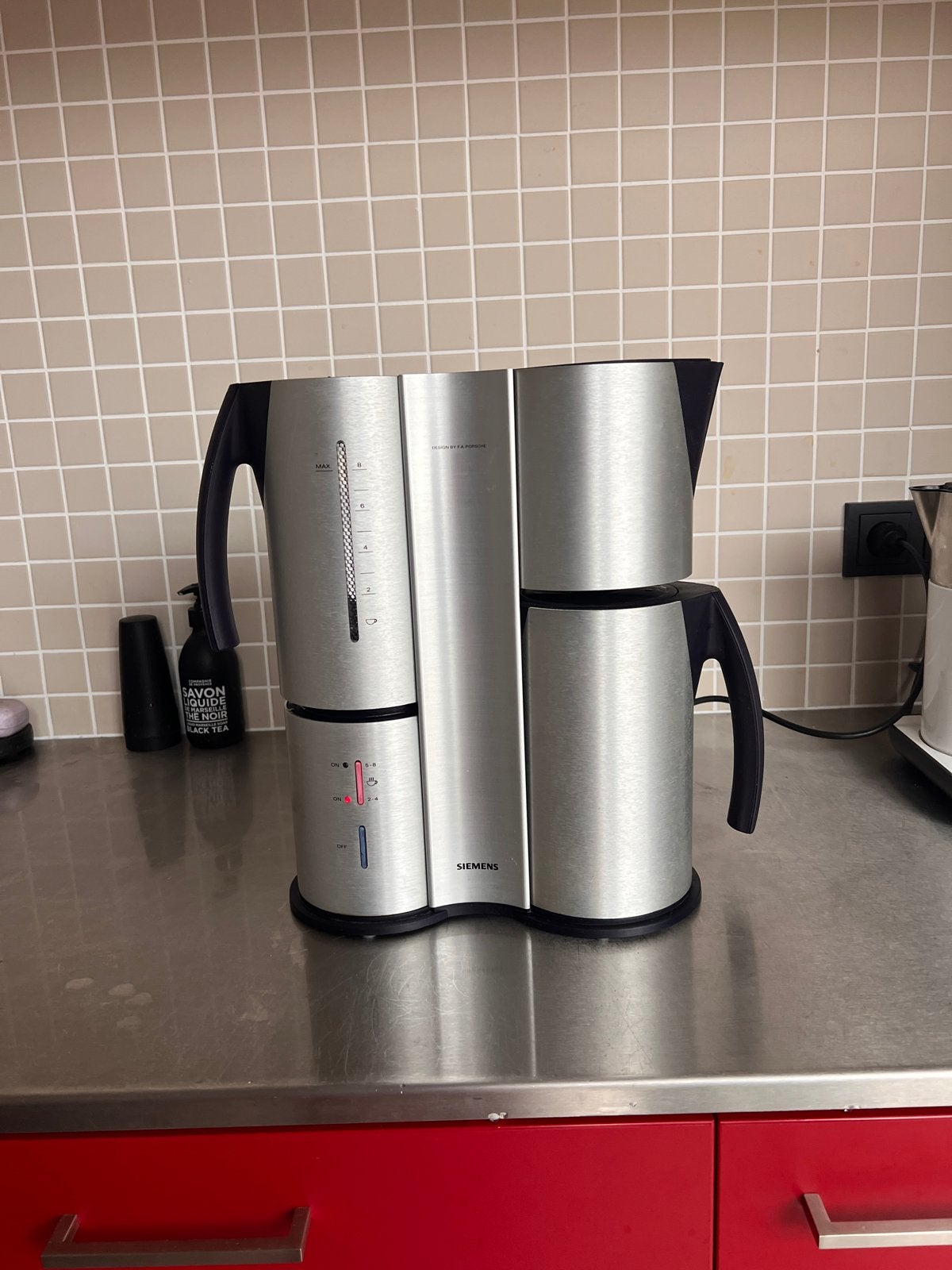 Siemens koffiezetapparaat - Design by F.A. Porsche, Gebruikt, 10 kopjes of meer, Koffiemachine, Gemalen koffie