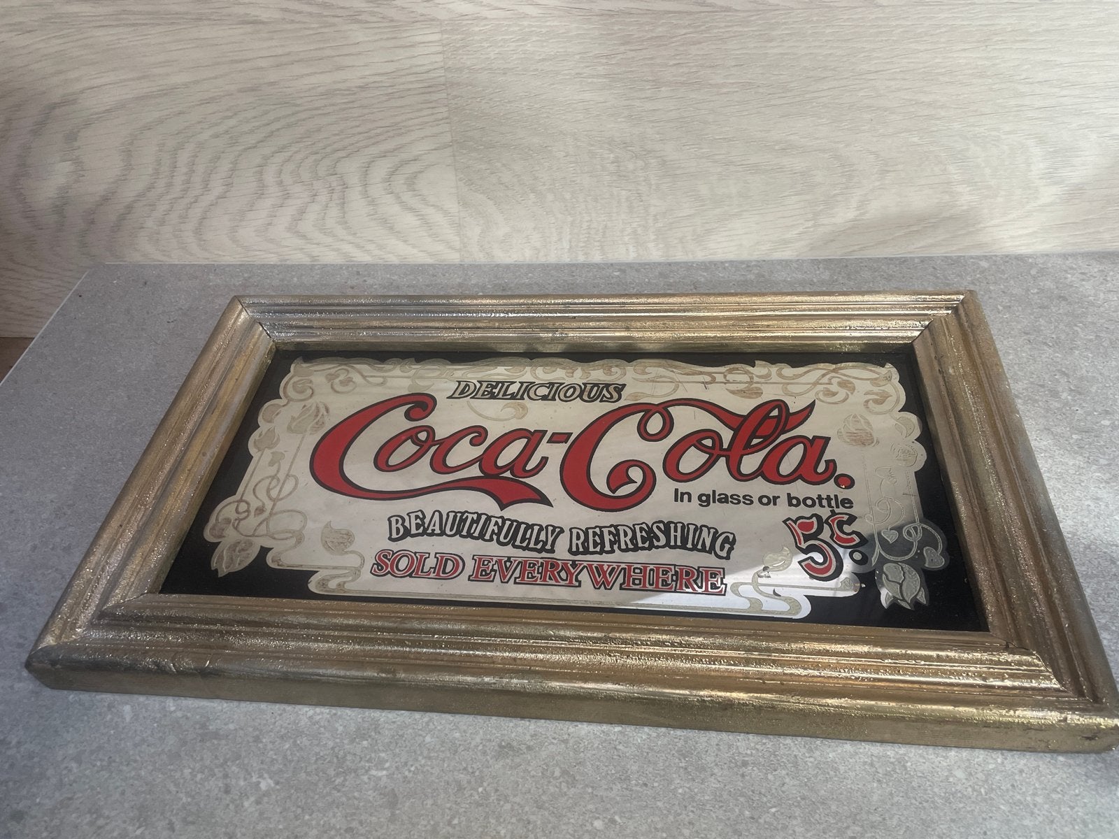 Vintage Coca-Cola spiegel in lijst, Ophalen of Verzenden