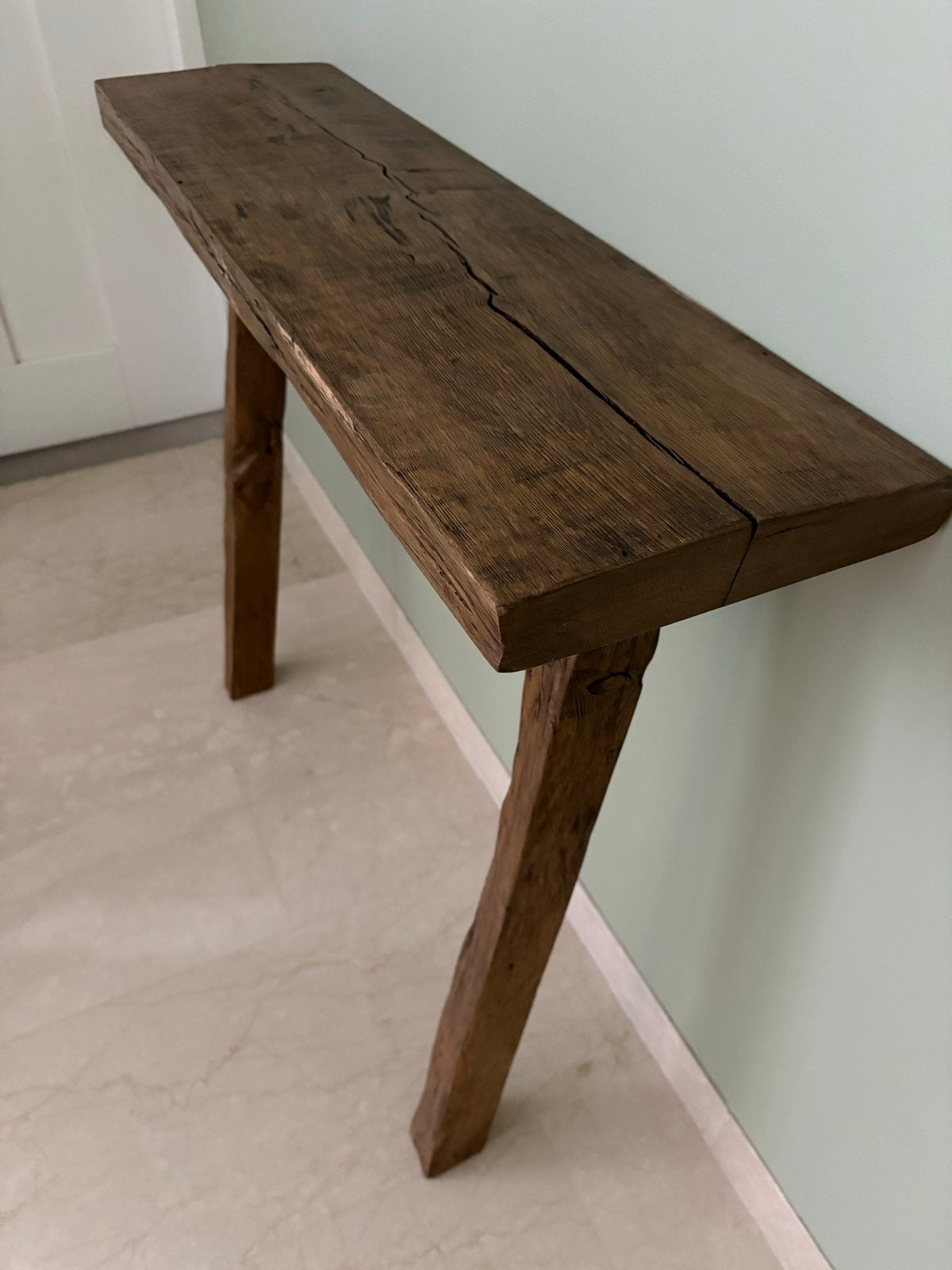 Massief rustiek eikenhouten sidetable 90x24x75cm, Ophalen, Gebruikt, 50 tot 100 cm, Eikenhout
