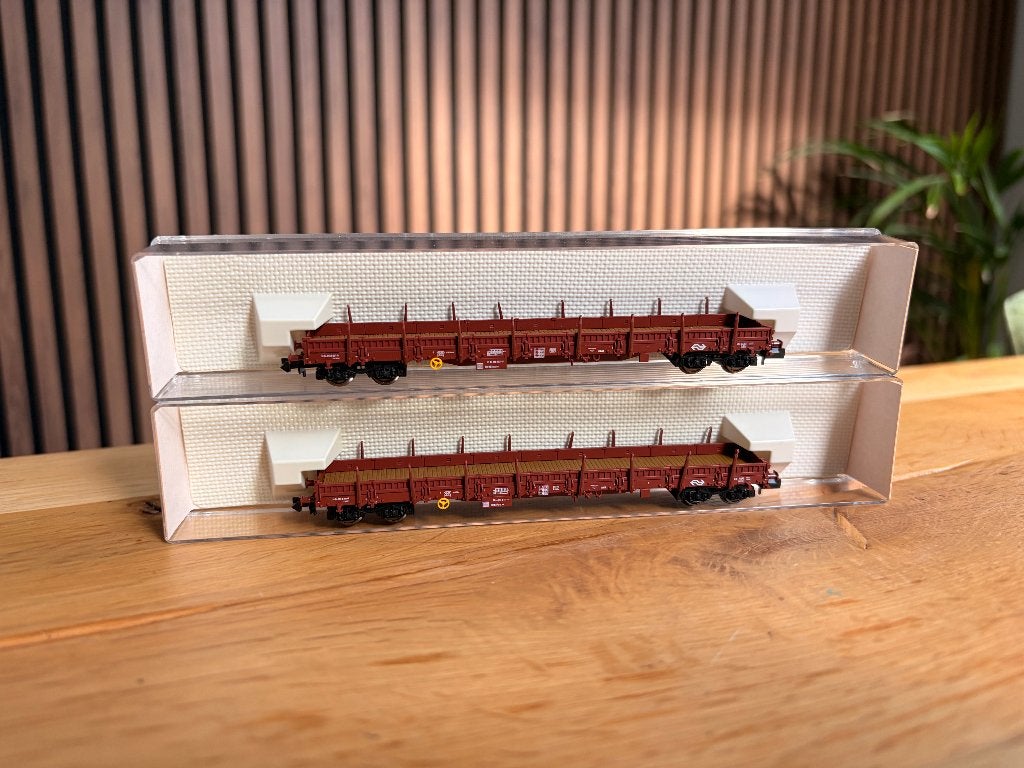 2x NS Rens/rongenwagens Fleischmann 828802, Ophalen, Gelijkstroom, Fleischmann, Analoog