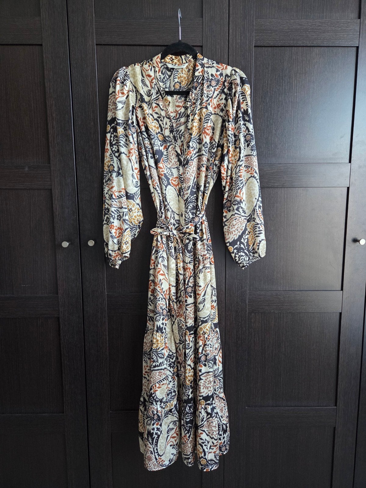 Summum maxijurk maxidress jurk 40 L zwart wit bruin als nieu, Kleding | Dames, Maat 38/40 (M), Summum, Bruin, Ophalen of Verzenden