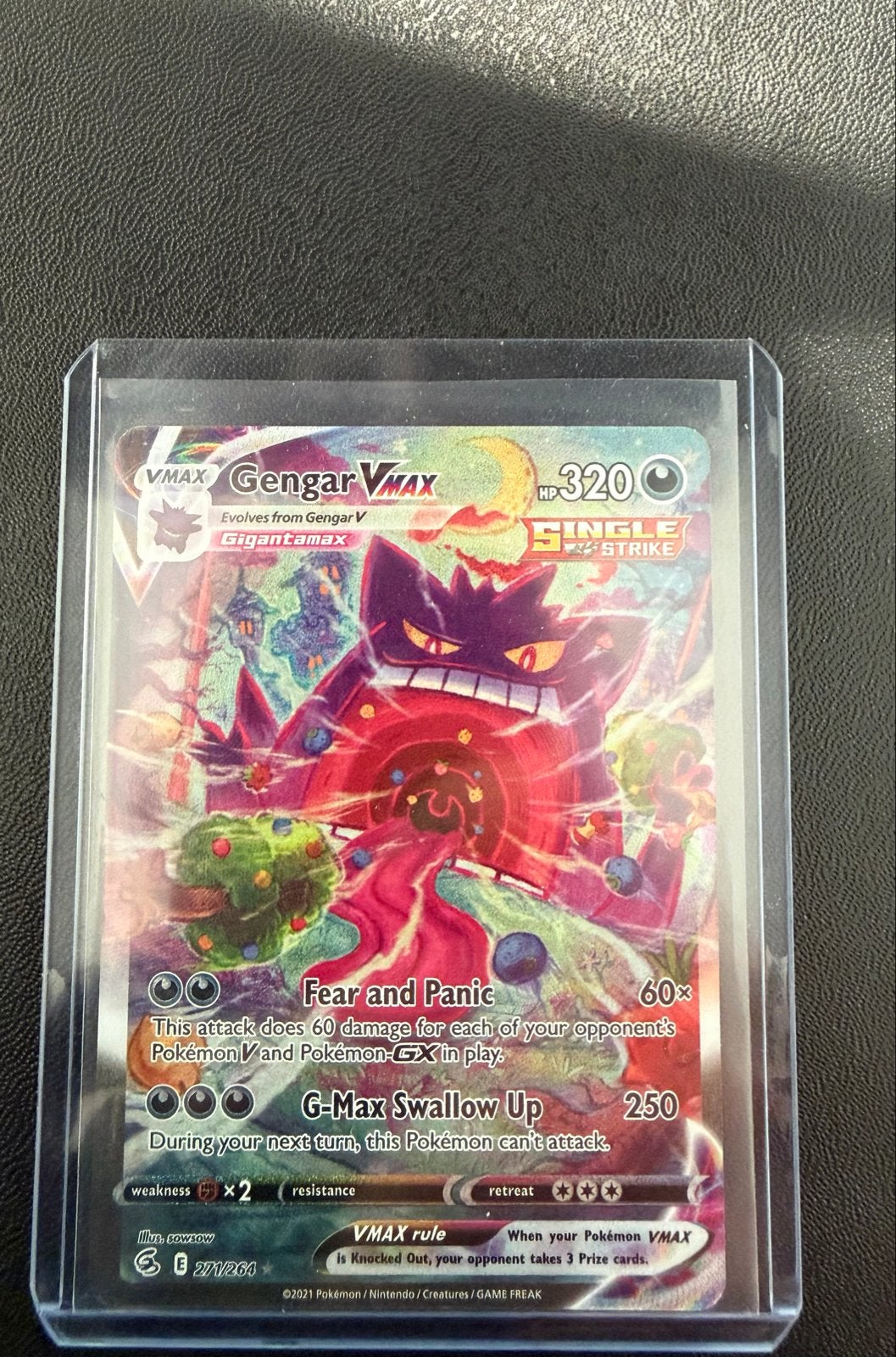 Gengar VMAX #271 Fusion Strike Pokémon Kaart, Ophalen of Verzenden, Zo goed als nieuw, Losse kaart, Foil
