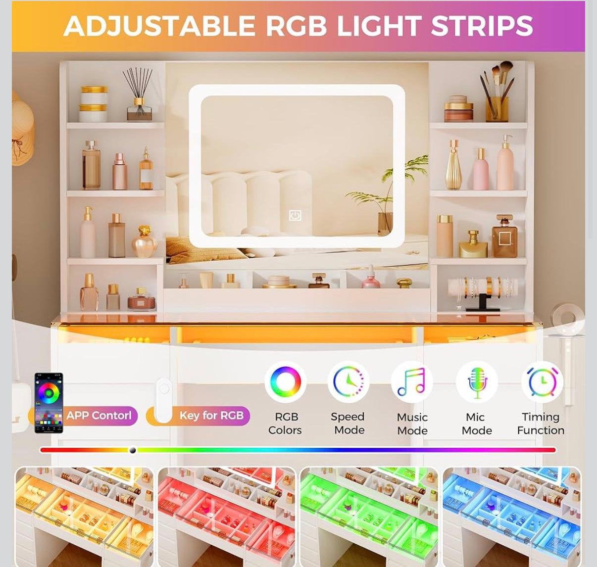 Schade! Make-up tafel met en RGB-light, 11 laden , 6 planken, Ophalen, Zo goed als nieuw