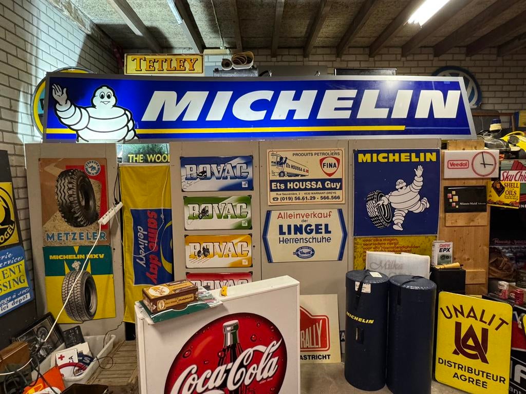 Vintage Michelin Reclamebord / Lichtbak XXL, Verzamelen, Merken en Reclamevoorwerpen, Ophalen, Gebruikt, ., Lichtbak of (neon) lamp
