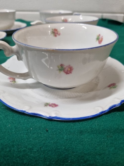 theekoppen en schotels vintage bloemen, Antiek en Kunst, Antiek | Servies los, Ophalen of Verzenden
