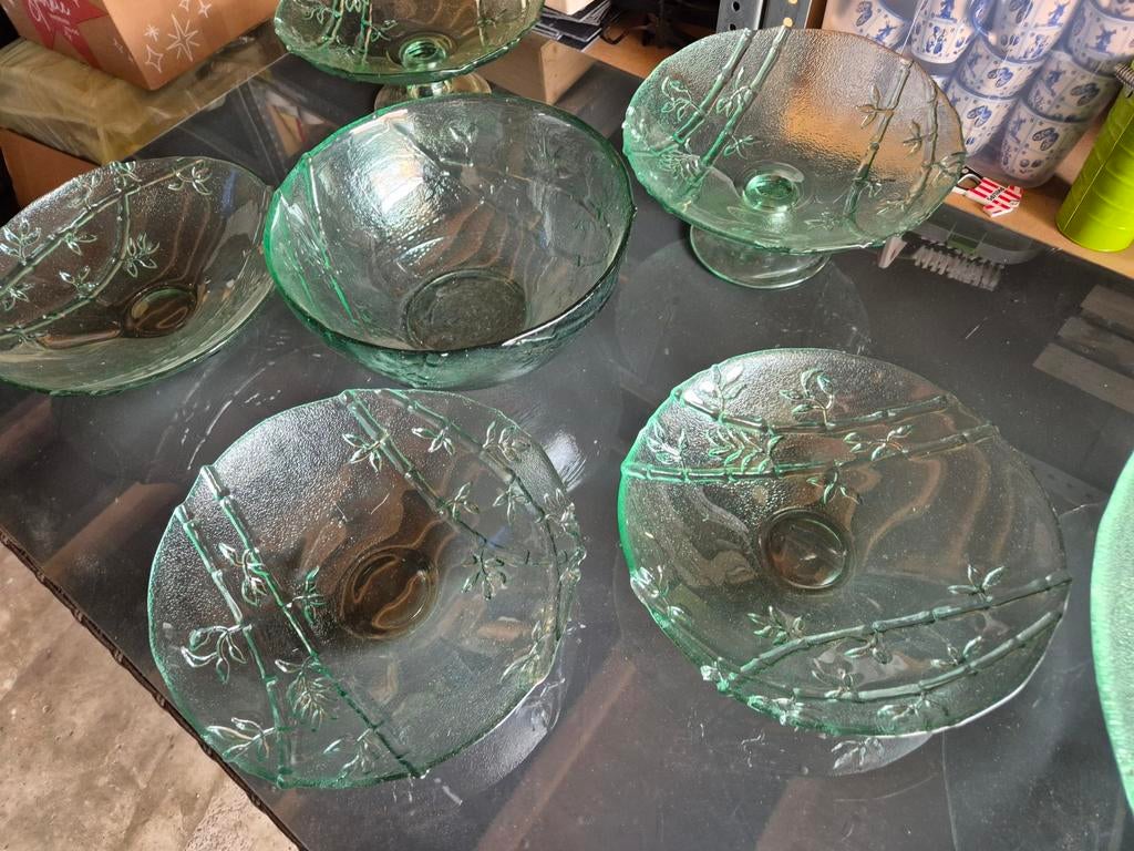 Schalenset catering - Groen glas, Ophalen, Rond, Glas