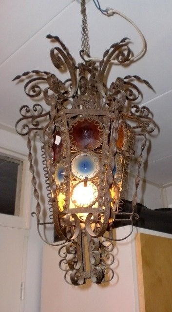 Spaanse smeedijzeren Godslamp 1825 eeuw ., Ophalen