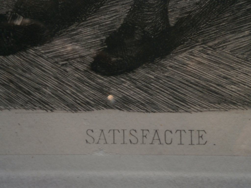 Gravure SATISFACTION Bellen Blazende jongen OLDEWELT, Ophalen, Portret, Gravure