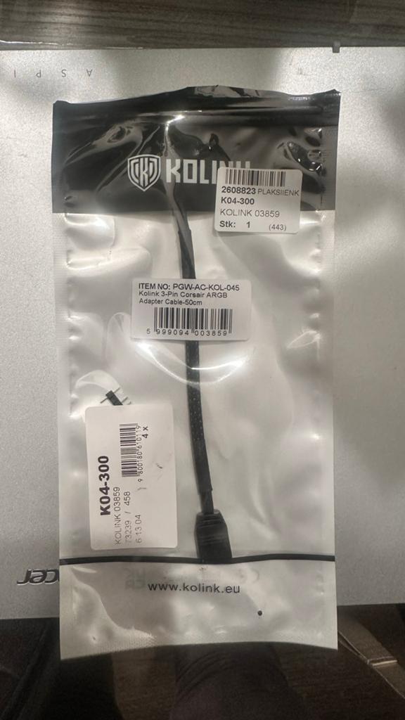 Kolink 3-Pin Corsair ARGB Adapter Kabel - 50cm, Computers en Software, Pc- en Netwerkkabels, Ophalen of Verzenden, Zo goed als nieuw