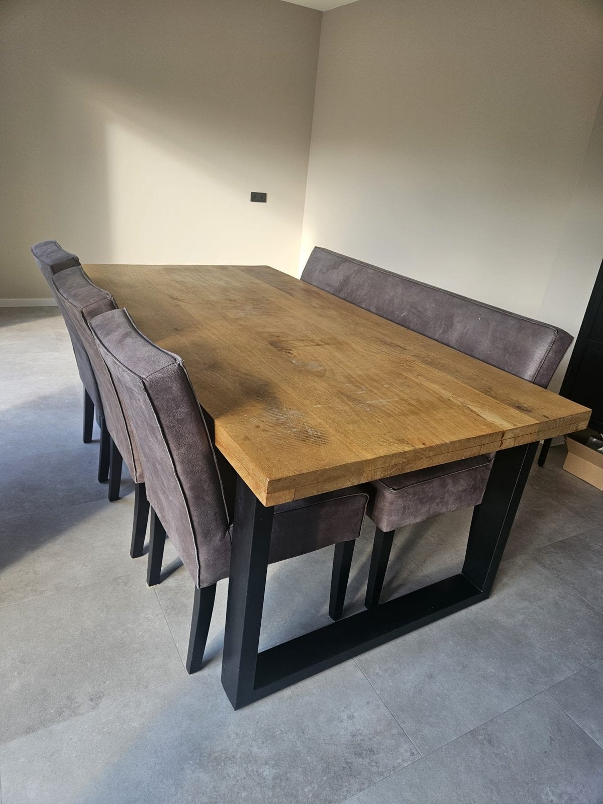 bank en stoelen casey antraciet leer, Ophalen, Zo goed als nieuw, Grijs, Leer