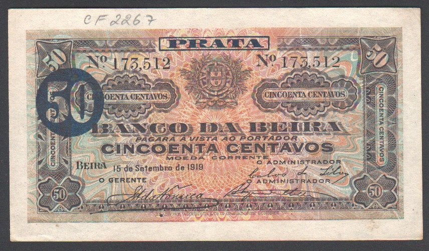 Mozambique 50 Centavos 1919, Postzegels en Munten, Verzenden, Overige landen