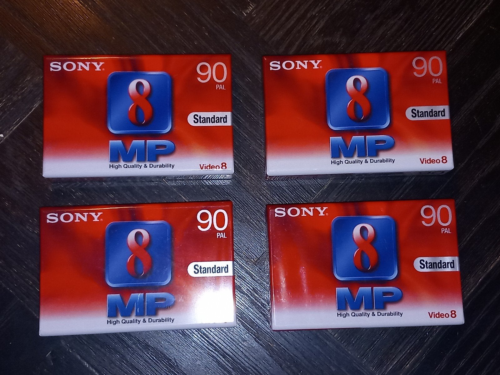 4x Sony Video 8 MP 90 PAL Standard videobanden, Onbekend, gelieve contact op te nemen met Sony voor details., Ophalen of Verzenden