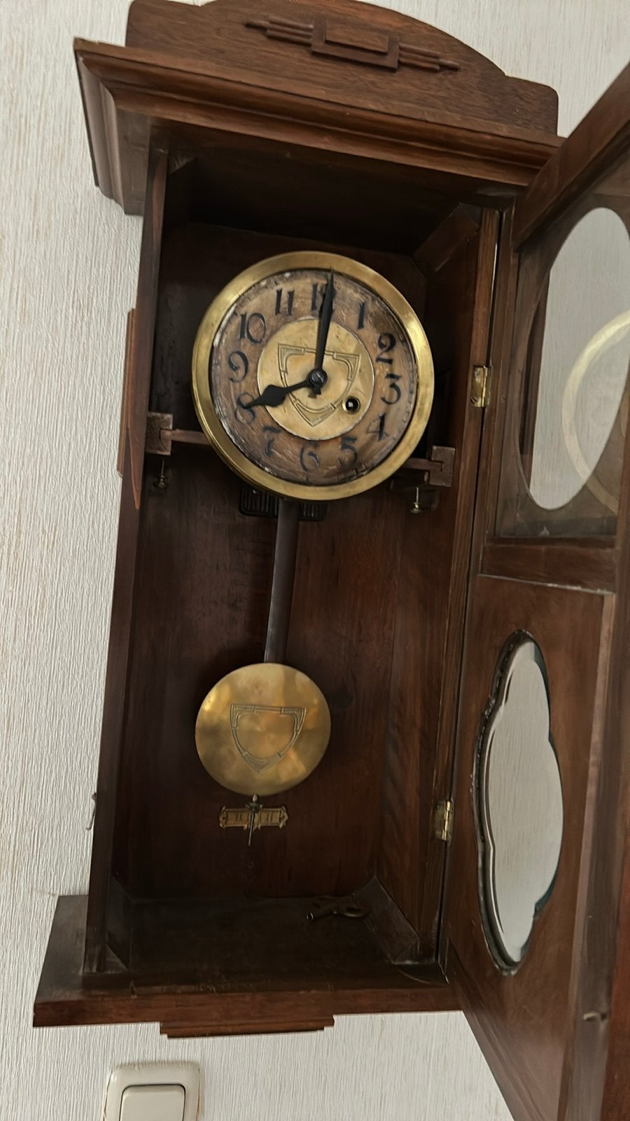 Oude Duitse wandklok - Antieke houten klok, Ophalen of Verzenden