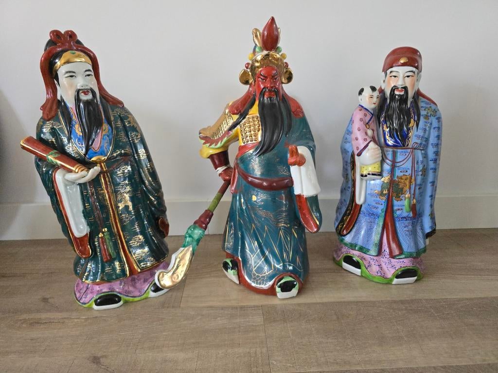 3 zeer zeldzame antieke grote porseleinen Chinese beelden, Ophalen of Verzenden