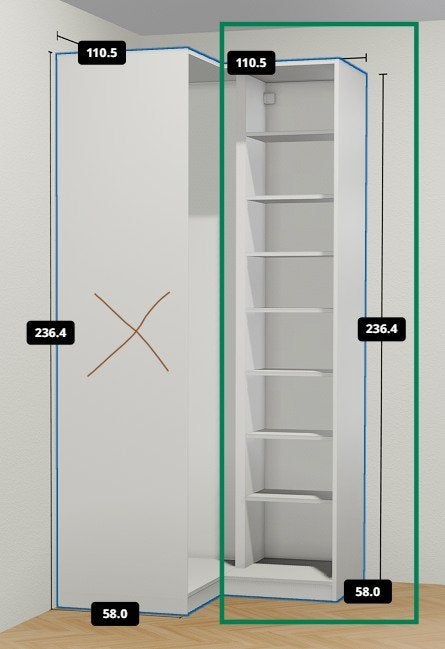 Ikea Pax hoekelement wit met 7 planken, Ophalen, Met plank(en), 200 cm of meer, 50 tot 100 cm