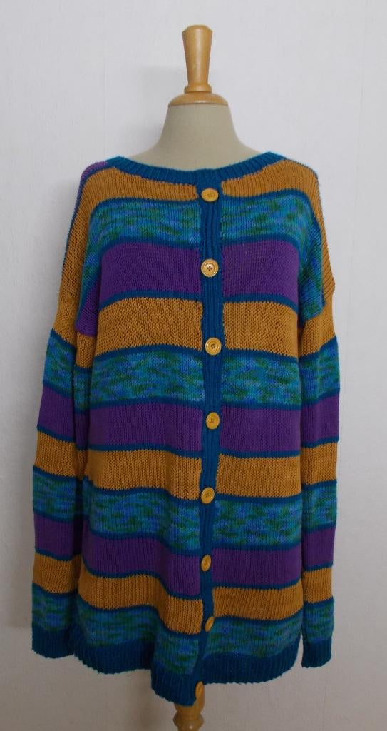Mooie kleuren 100% katoen handgemaakt vest! XL, Verzenden, Zo goed als nieuw, Maat 46/48 (XL) of groter, Blauw