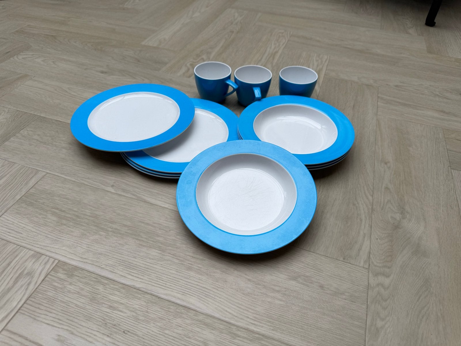 Mepal kunststof 3-delig servies voor 3 personen kamperen, Ophalen of Verzenden, Gebruikt
