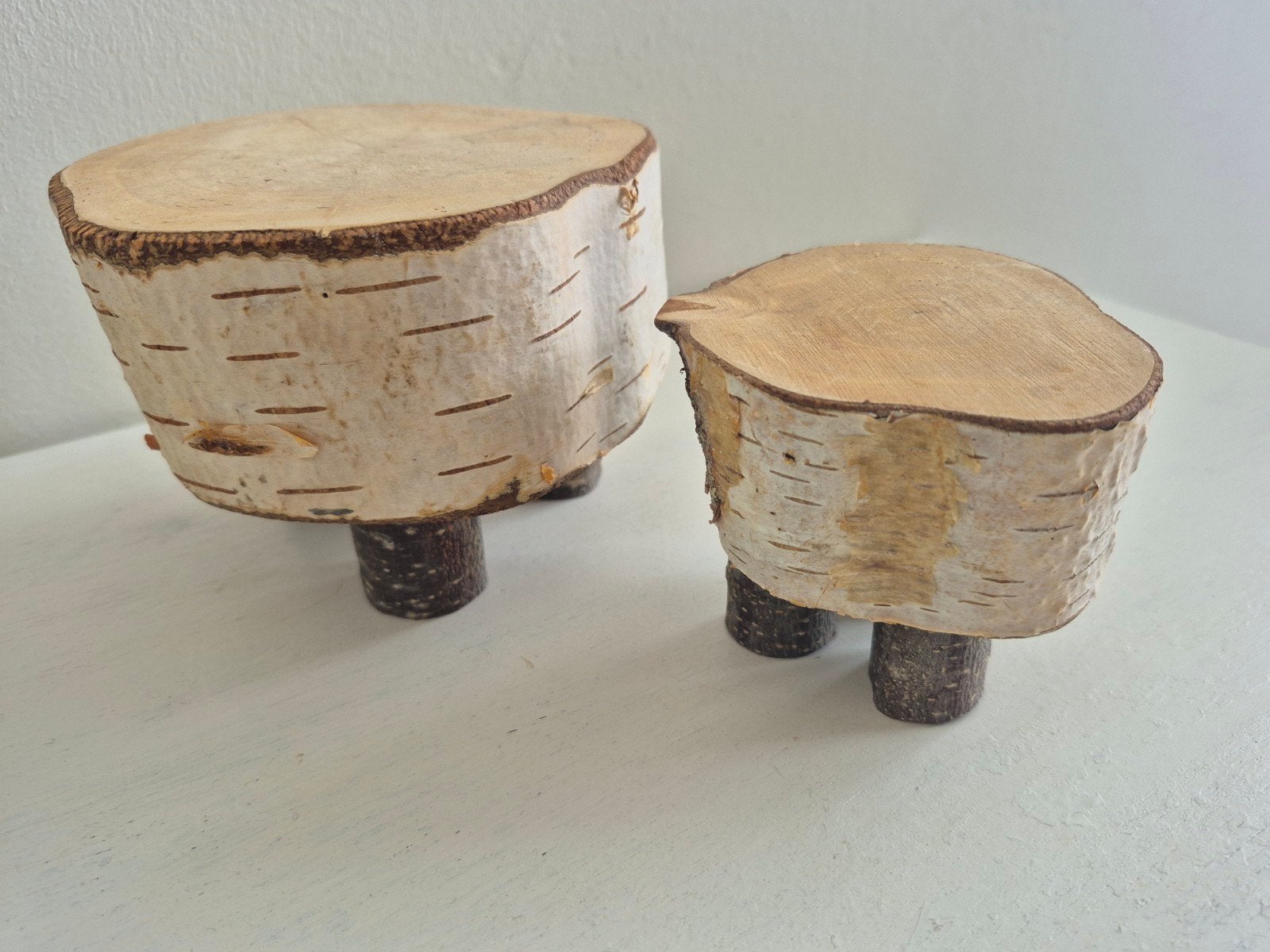 2 berken plateautjes 14 cm en 9 cm, Ophalen of Verzenden, Hout