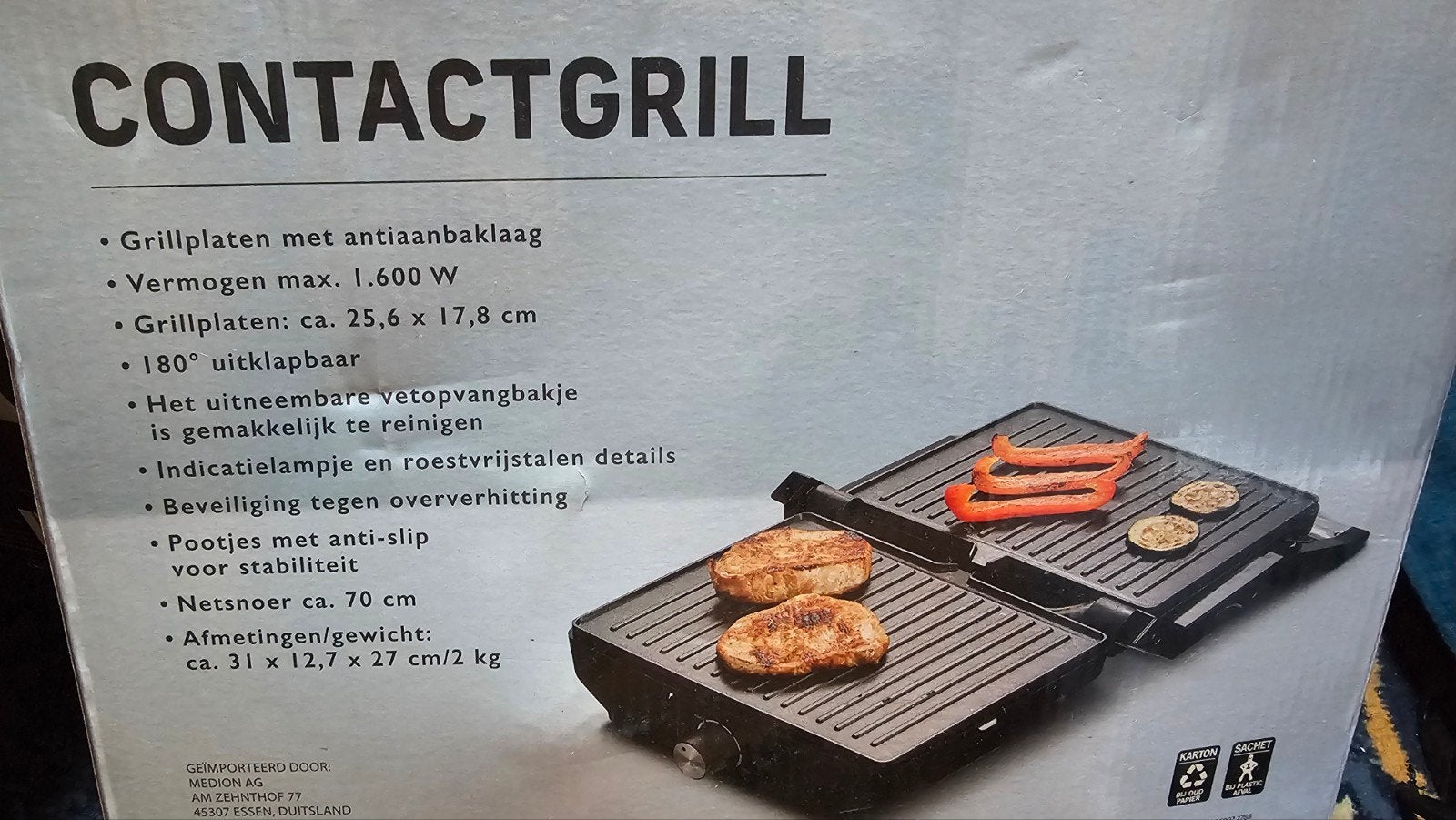 Ambiano contactgrill nieuw, Witgoed en Apparatuur, Grillplaten, Ophalen of Verzenden, Nieuw