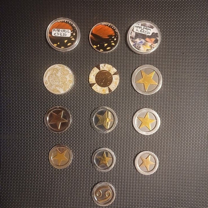 Mi Moneda munten / inserts - grote collectie (12 stuks), Overige merken, Overige materialen, Gebruikt, Ophalen of Verzenden