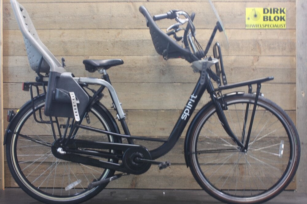 Spirit moederfiets 3v D55 mat zwart met 3 mnd garantie, Fietsen en Brommers, Fietsen | Dames | Moederfietsen, Niet ingevuld, Gebruikt