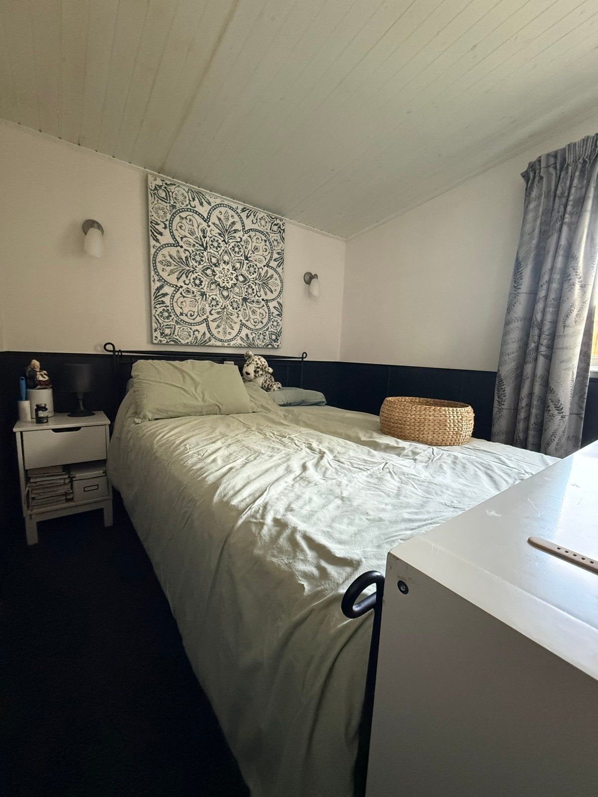 Bed + latenbodems 140x200, Ophalen, Tweepersoons, Hout, 140 cm