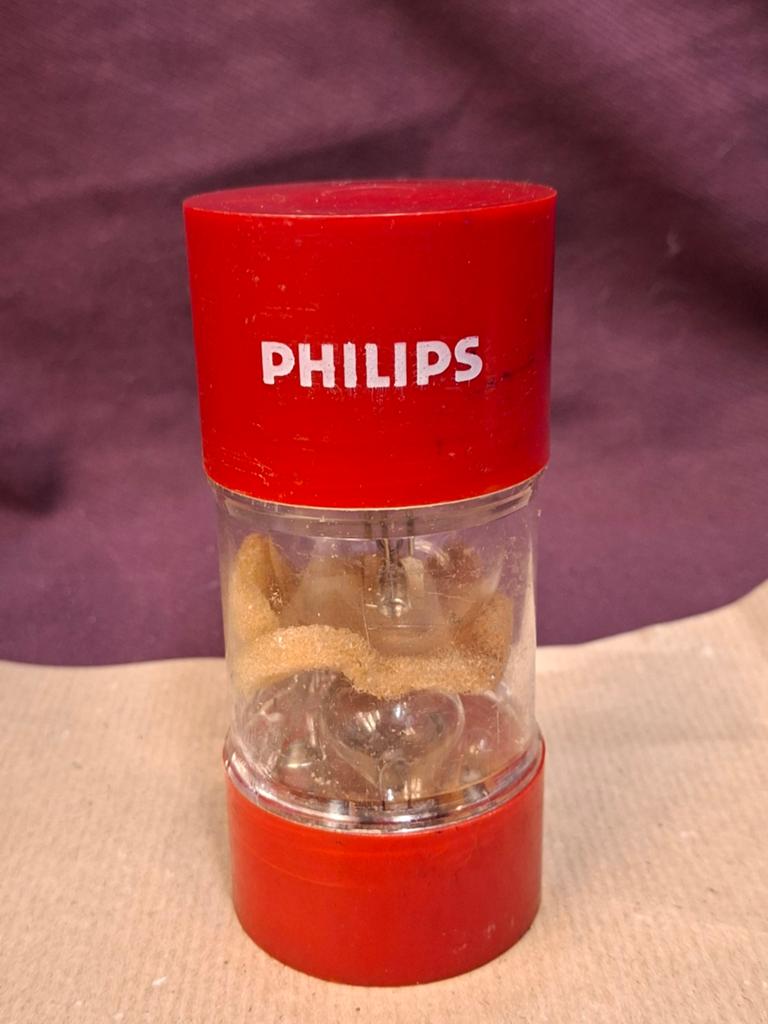 Vintage Philips autolamp set in Philips koker, Verzamelen, Ophalen of Verzenden, Gebruikt