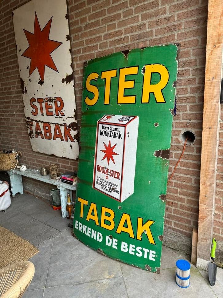 Oude Ster Tabak Emaille Reclamebord, Ophalen