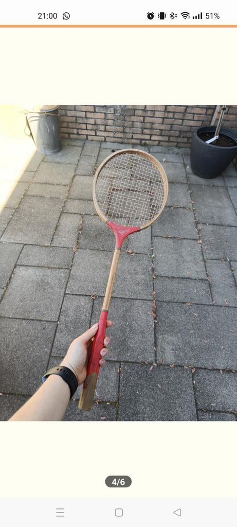 Vintage badmintonracket met shuttle, Sport en Fitness, Badminton, Ophalen, Gebruikt, Racket(s)