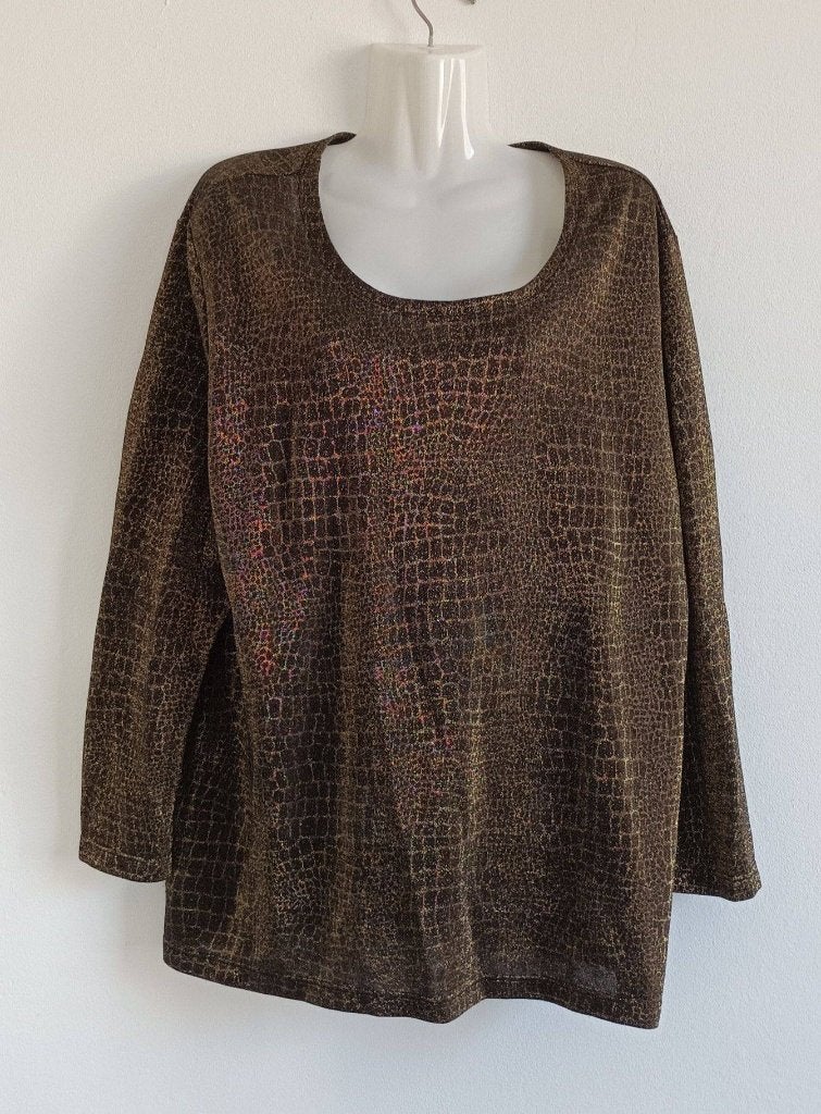 M&S mode longsleeve groen/goud maat XXL, Kleding | Dames, Grote Maten, Groen, Shirt of Top, Ophalen of Verzenden, Gedragen
