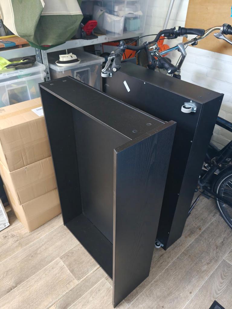Malm bed lades, zwartbruin, Ophalen, Zwart, Tweepersoons, Zo goed als nieuw