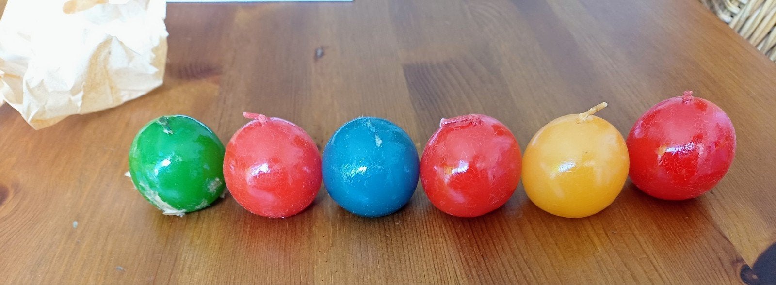 Vintage Bijenkorf kogelkaarsen / bolkaarsen (set van 6), Ophalen, Overige materialen, Blauw, Nieuw