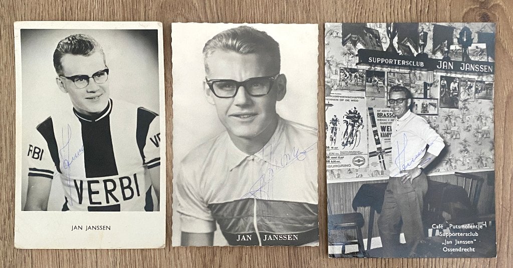 Wielrennen fotokaarten JAN JANSSEN 3x gesigneerd, Ophalen of Verzenden, Gebruikt, Overige typen