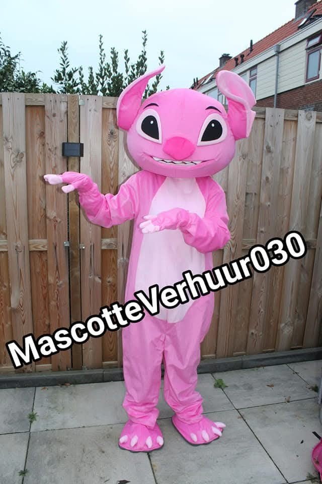 Angel roze Stitch vriendin mascotte inhuren inclusief acteur, Ophalen, Zo goed als nieuw, Verjaardag