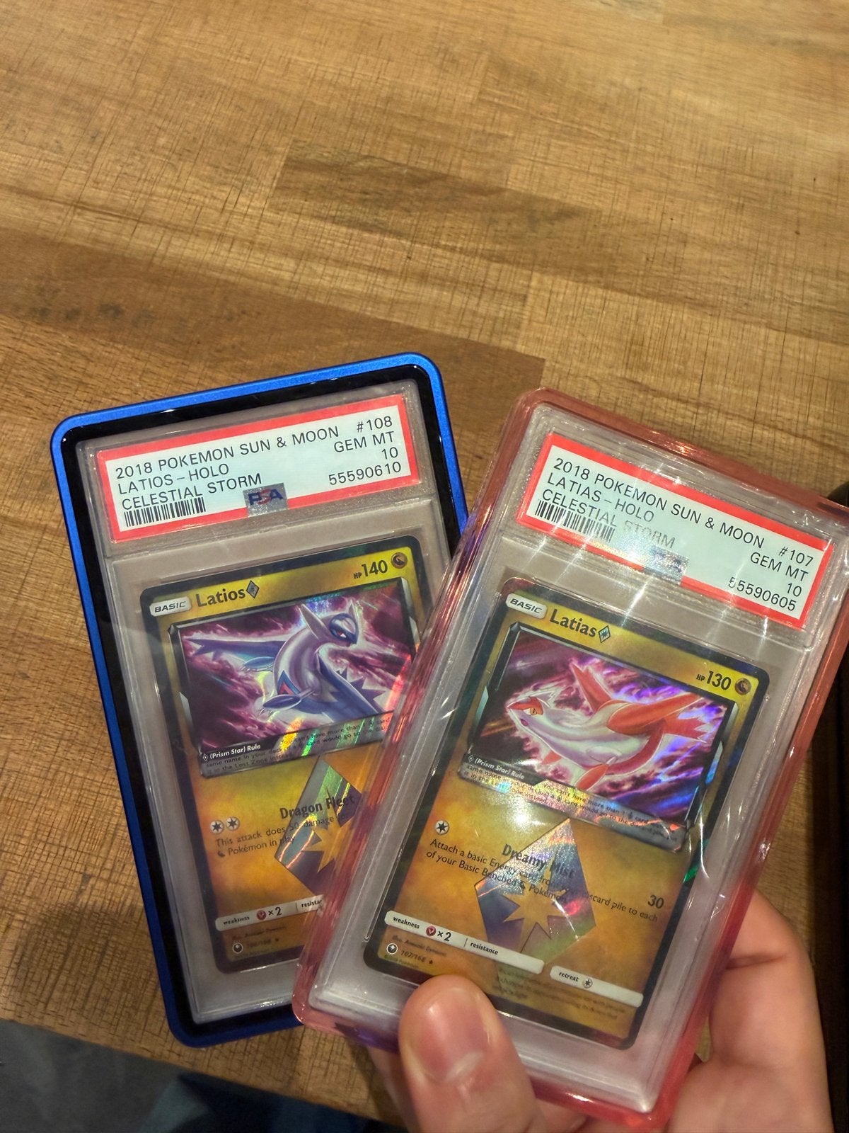 POP 44 Latias & Latios Holo PSA 10 Celestial Storm Pokémon, Ophalen of Verzenden, Zo goed als nieuw, Meerdere kaarten, Foil