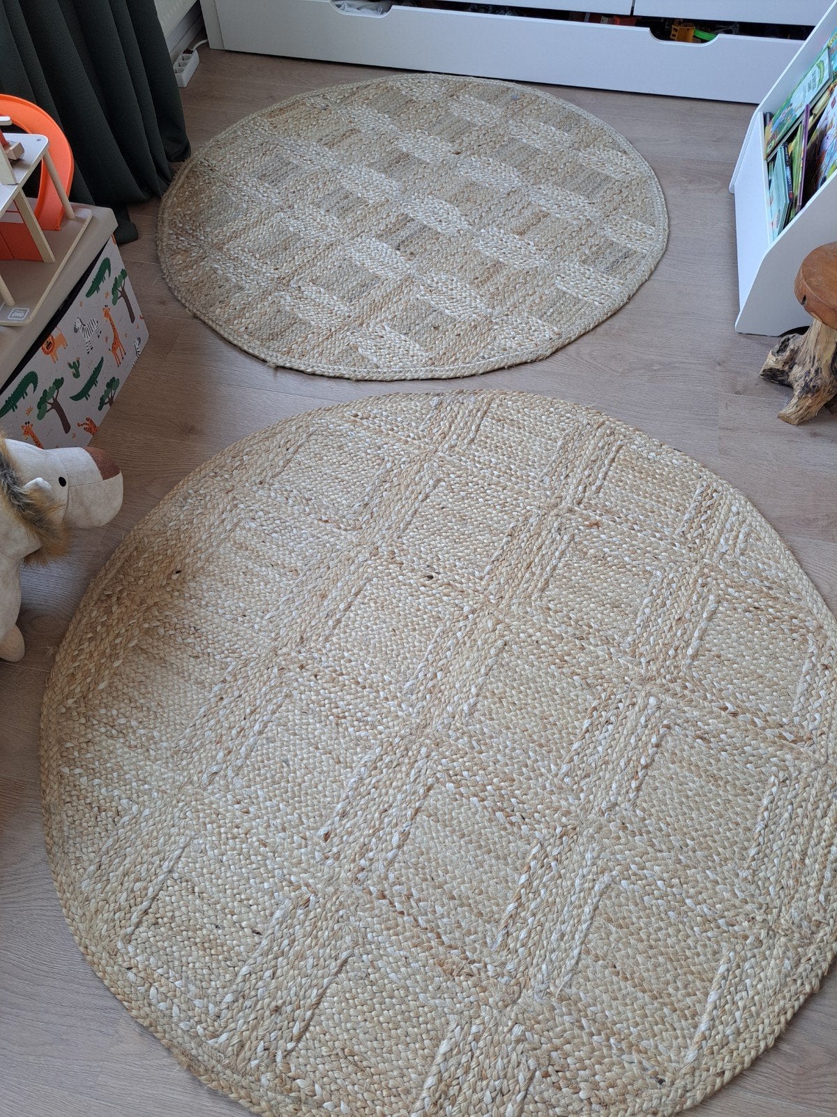 2 ronde vloerkleden, Ophalen, Gebruikt, Rond, 100 tot 150 cm