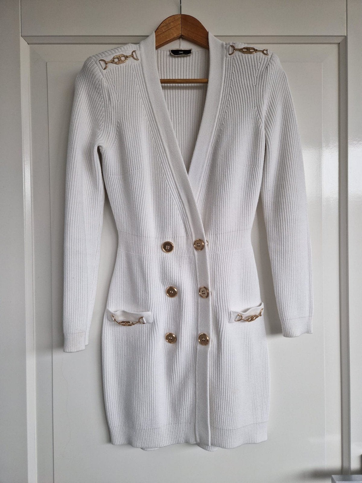 Elisabetta Franchi gebreide jurk IT42 perfecte staat, Kleding | Dames, Elisabetta Franchi, Wit, Ophalen of Verzenden, Zo goed als nieuw