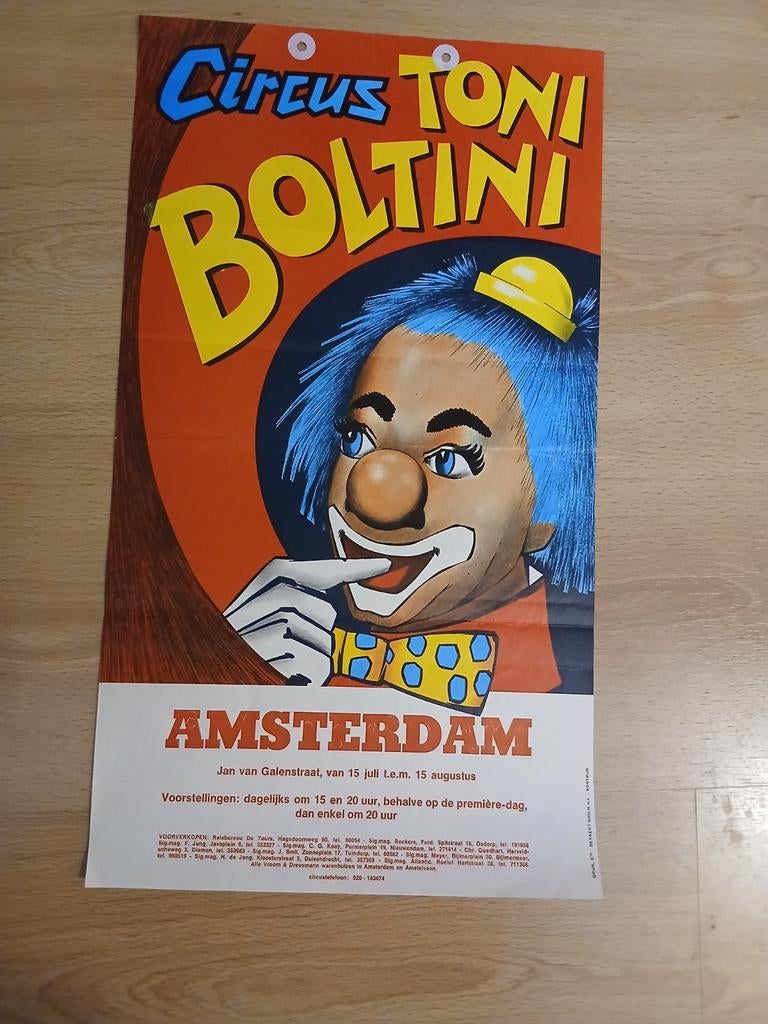 Oude poster Circus Toni Boltini, Ophalen of Verzenden, Zo goed als nieuw, A1 t/m A3, Film en Tv