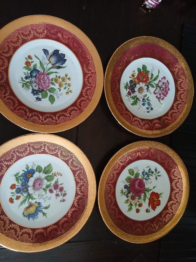 4st. Limoges sierborden,24 cm,z.g.a.n. Prijs:€12,50p.st., Ophalen of Verzenden, Zo goed als nieuw, Porselein, Bord of Schaal