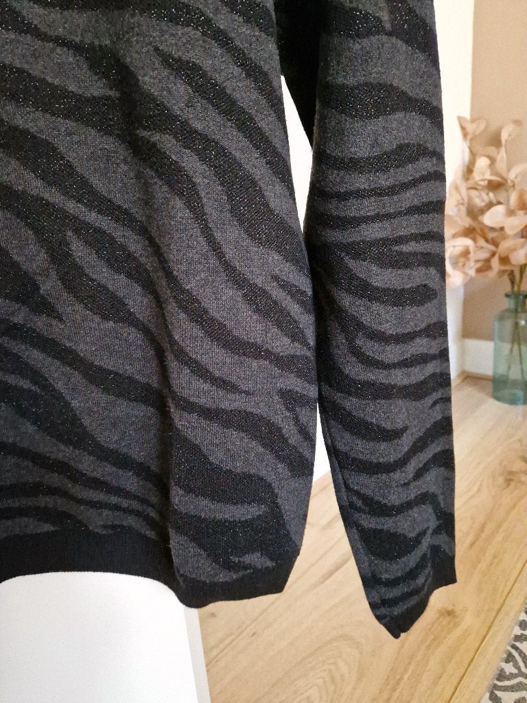Zwarte trui met zebra print Promod maat L, Kleding | Dames, Verzenden, Zwart, Maat 42/44 (L), Promod