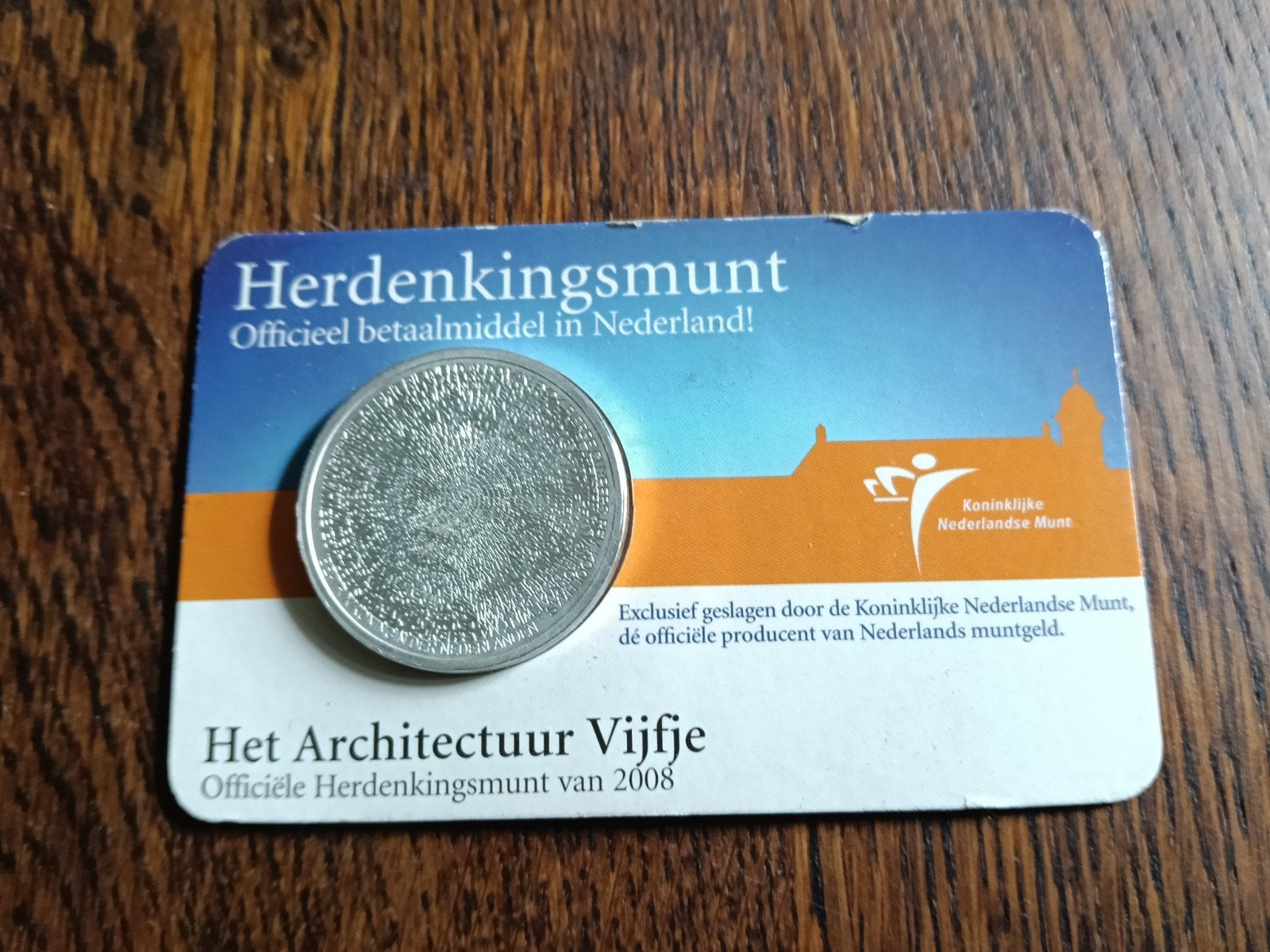 Het Architectuur Vijfje - Officiële Herdenkingsmunt 2008, Ophalen of Verzenden, Koningin Beatrix, Overige waardes, Losse munt