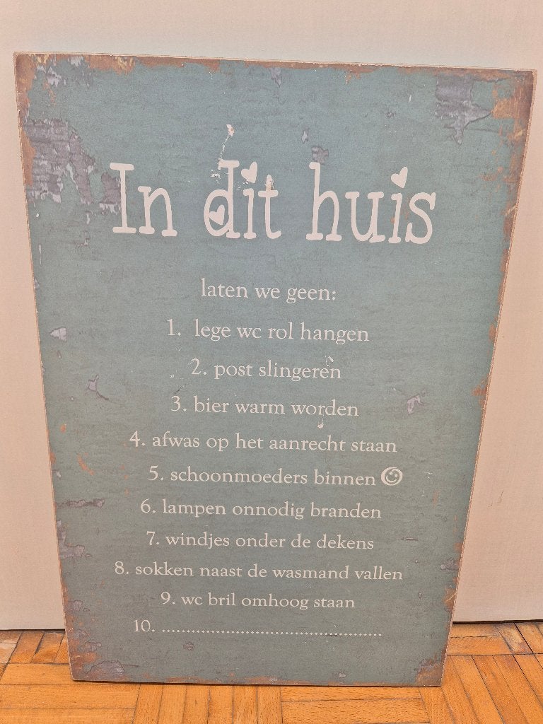 Wandbord in dit huis, Ophalen of Verzenden, Nieuw