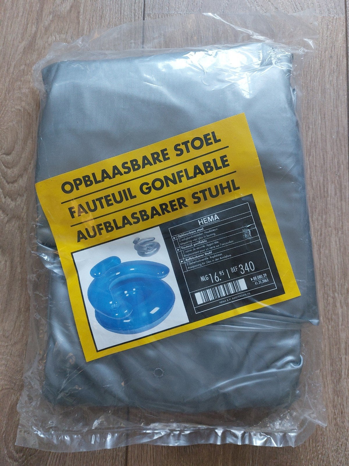 Nieuw: Opblaasbare stoel fauteuil zilver grijs, Huis en Inrichting, Ophalen of Verzenden, Nieuw, Grijs, Eén