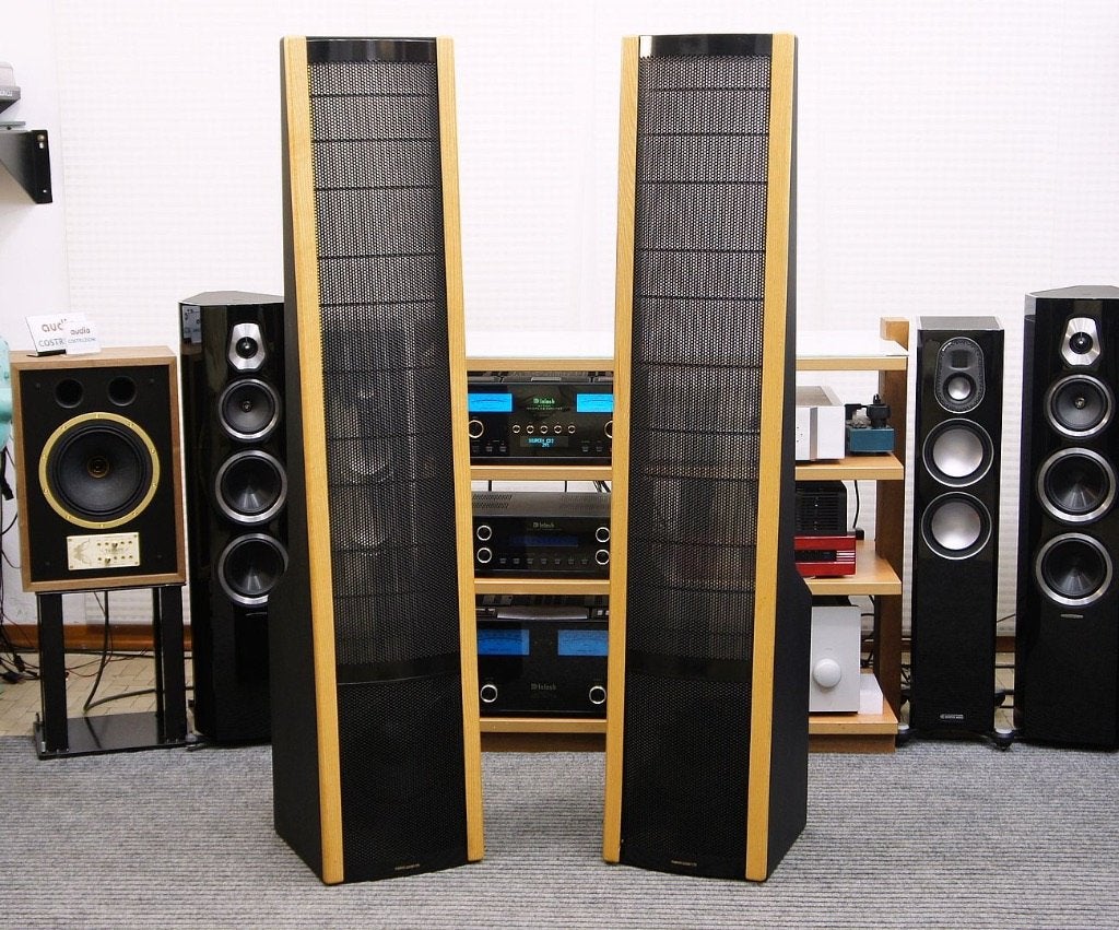 Martin Logan SL3 Elektrostaten Vloerstaande Luidsprekers, Vloerstaande luidspreker, Zo goed als nieuw, Geschikt voor surround/home cinema