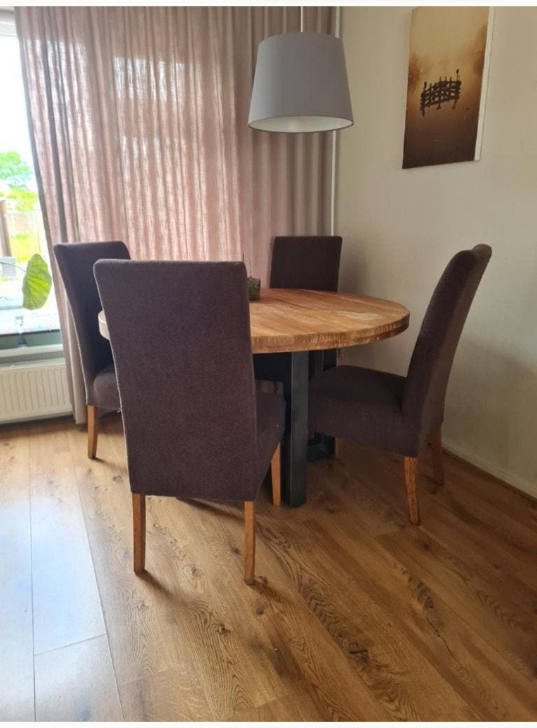 Set van 4 bruine eetkamerstoelen, Huis en Inrichting, Ophalen, Gebruikt, Bruin, Vier