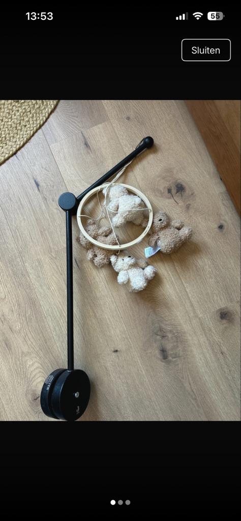Boxmobiel Jollein Zwart met teddybeertjes, Ophalen of Verzenden, Zo goed als nieuw, Mobiel