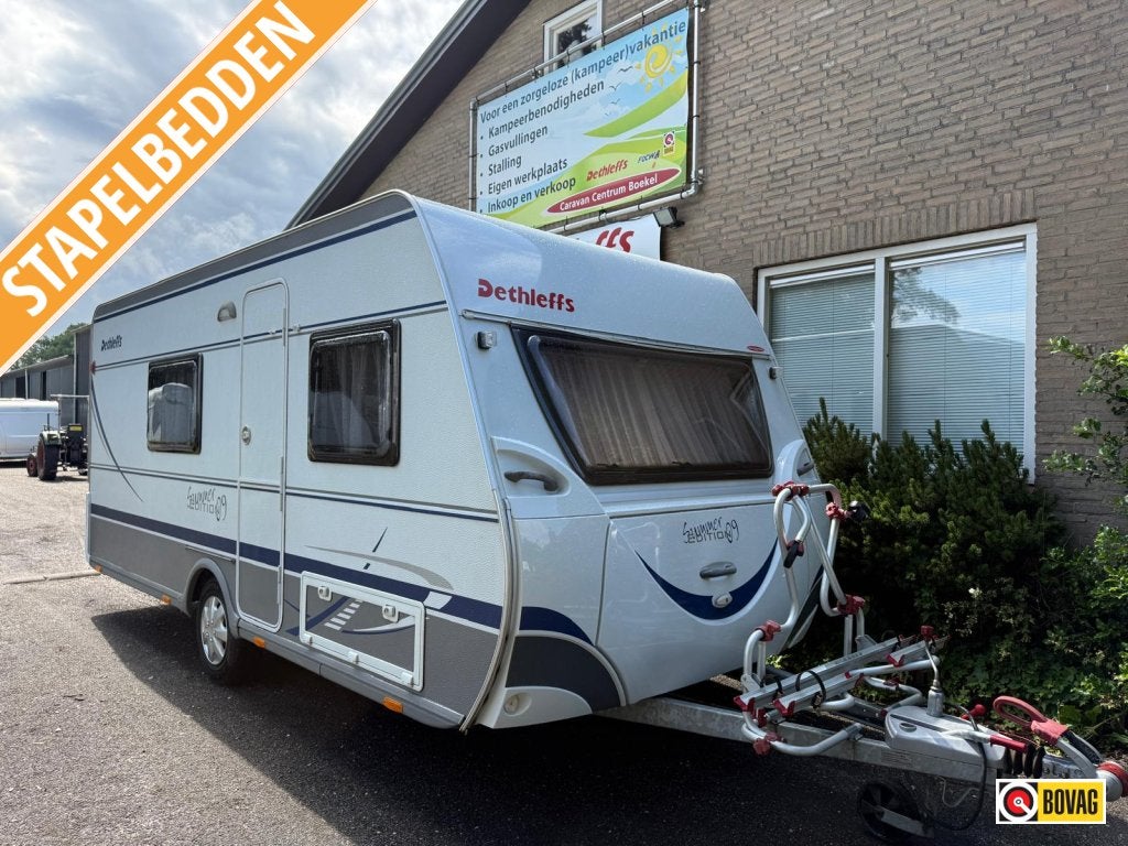 Dethleffs Summer Edition 490 TK +voortent+fietsenrek, Treinzit, Dethleffs, Kachel, Tot en met 5