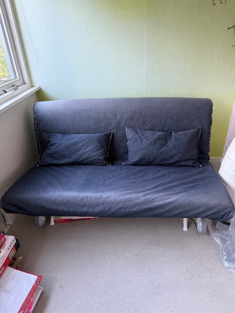 Ikea slaapbank 200x160, Ophalen, Gebruikt, Blauw, Tweepersoons