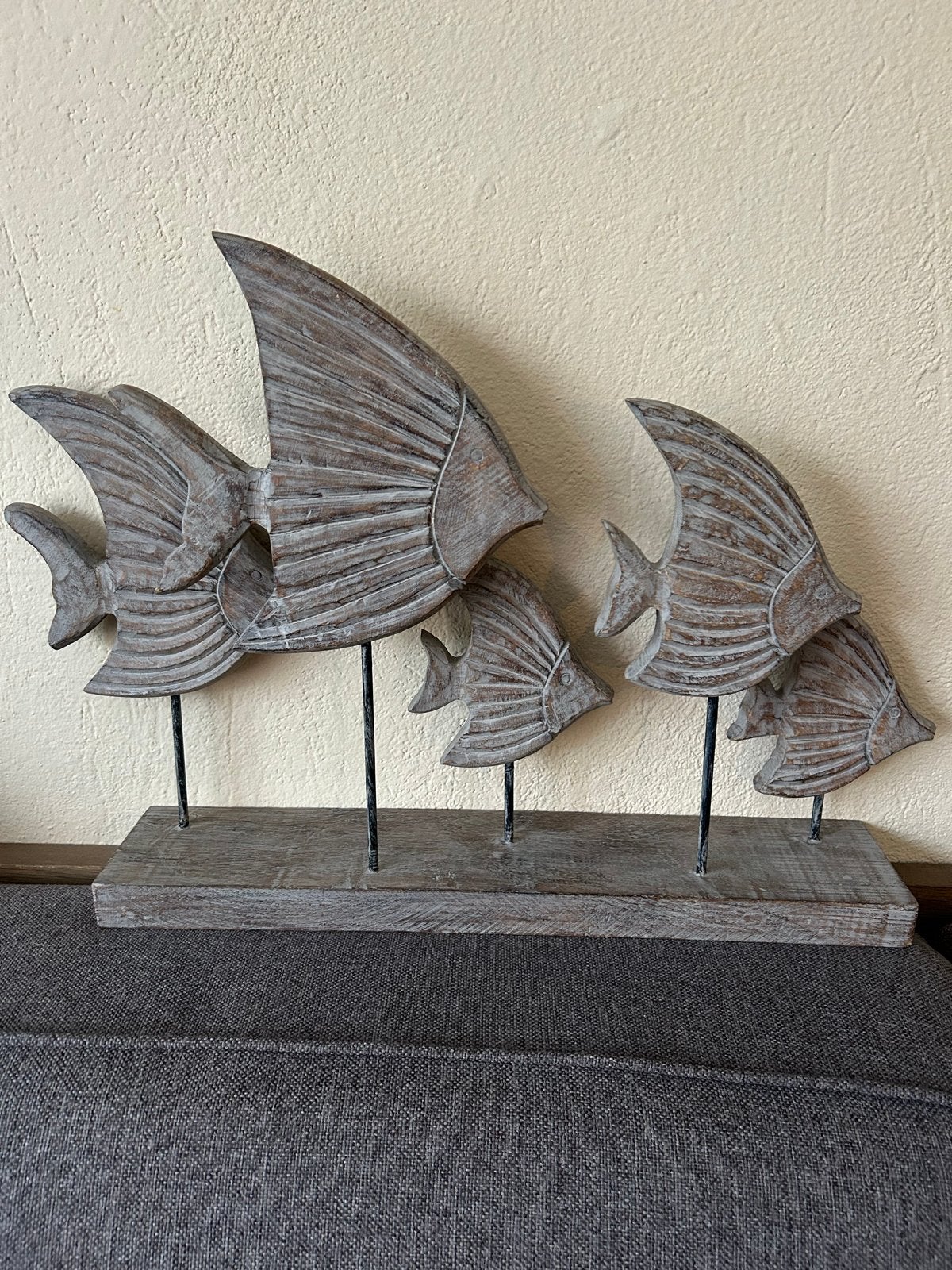 Decoratieve vissen op standaard - Hout, Hout, Ophalen of Verzenden, Grijs, Landelijk
